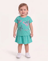 Valuables Girls Half Sleeve Skirt Suit