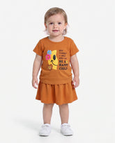Valuables Girls Half Sleeve Skirt Suit