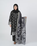 Eminent Women'S Dyed Slub 3Pcs Suit - Black