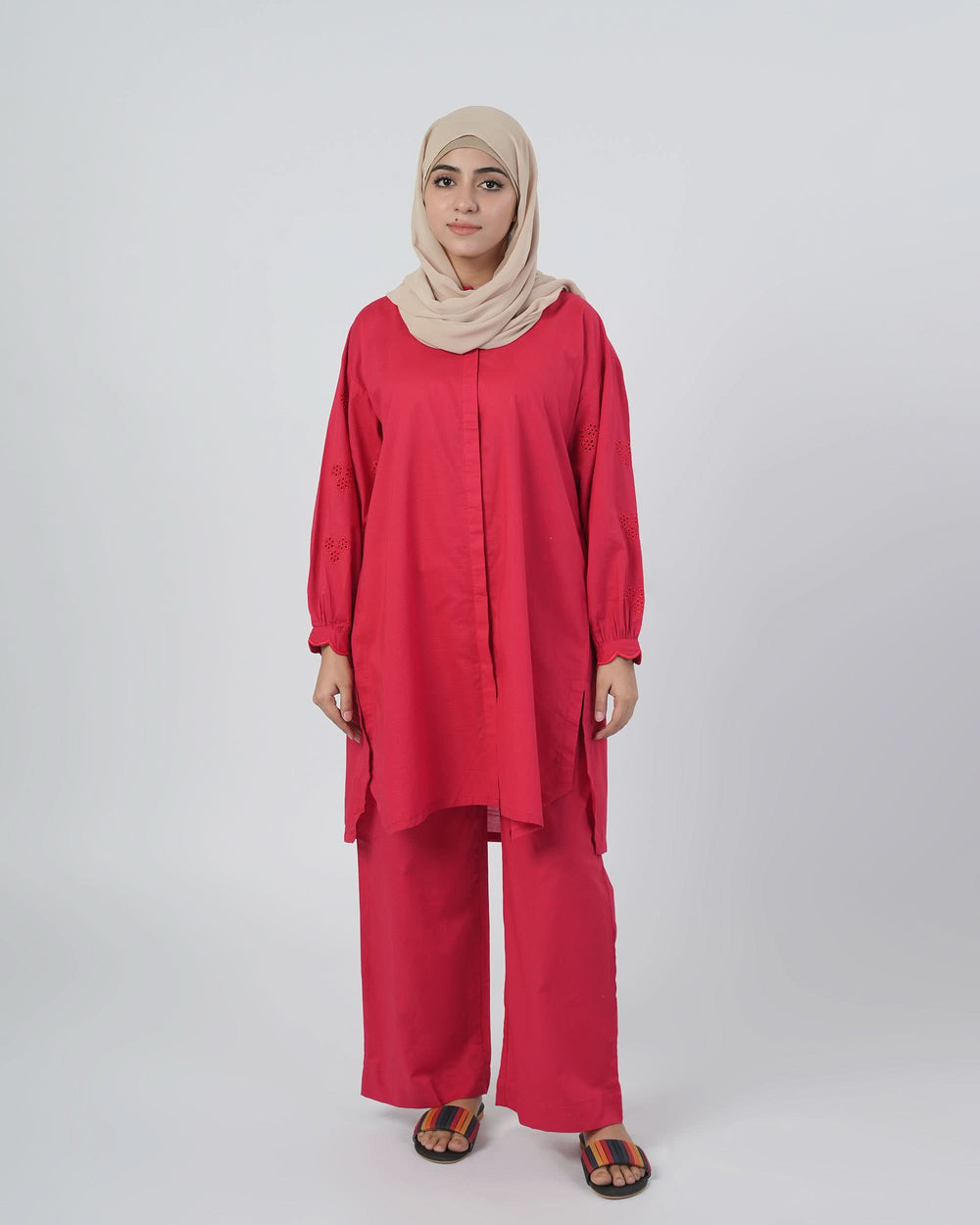 Women’s Stitched 2-Piece Cotton Co-Ord Set – Pink, Women Shalwar Suits, Eminent, Chase Value