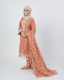 Eminent Women's Embroidered 3Pcs Stitched Suit - Peach, Women Shalwar Suits, Eminent, Chase Value