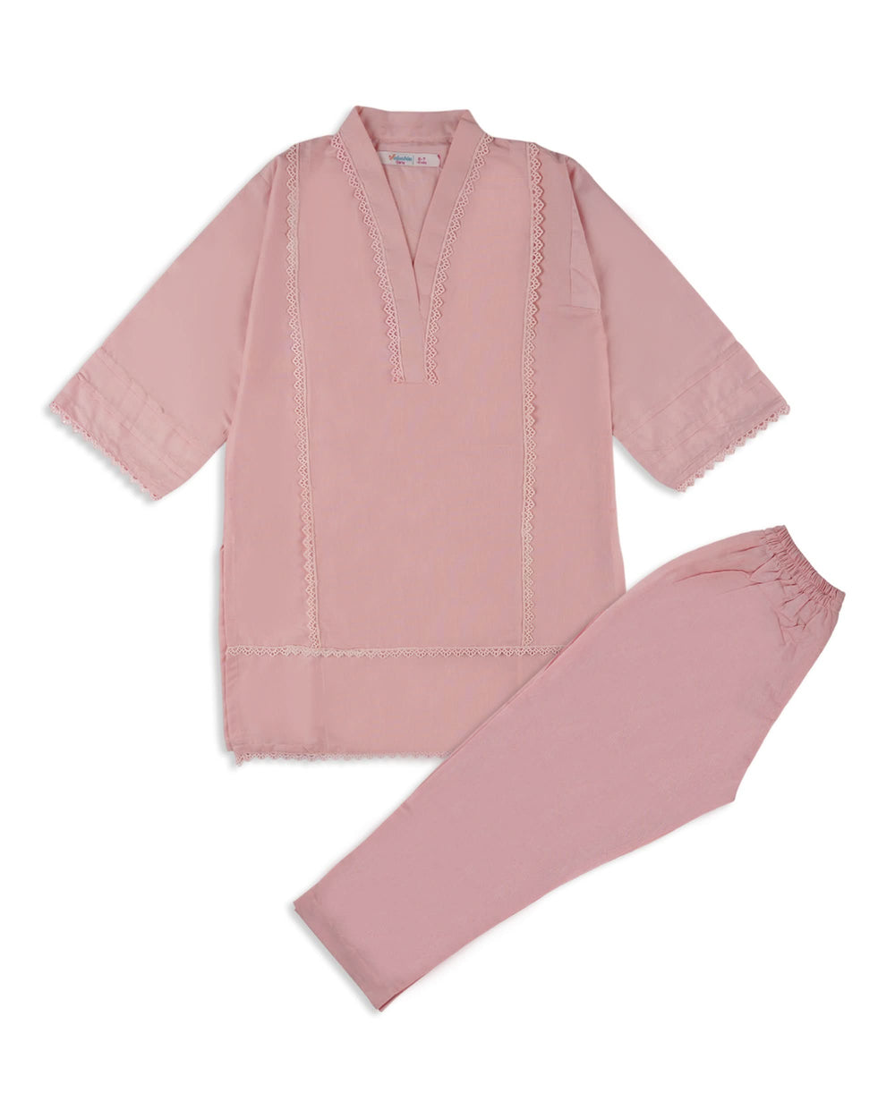 Girls Dyed 2 Pcs Suit - Pink, Girls Co-Ord Suit, Chase Value, Chase Value