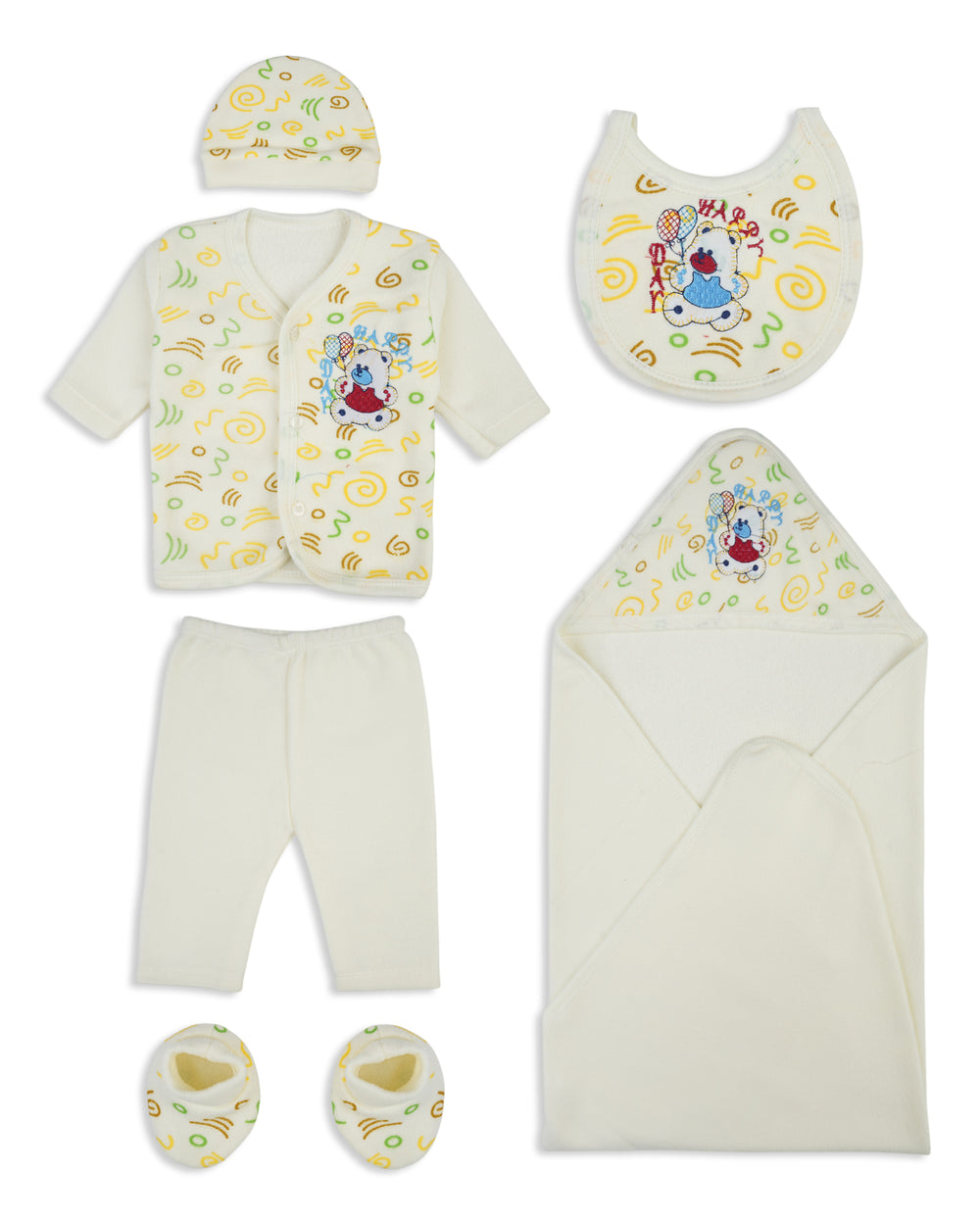 Valuables Newborn 6-Piece Wrapping Sheet Set – Bear, Newborn Gift Set, Chase Value, Chase Value