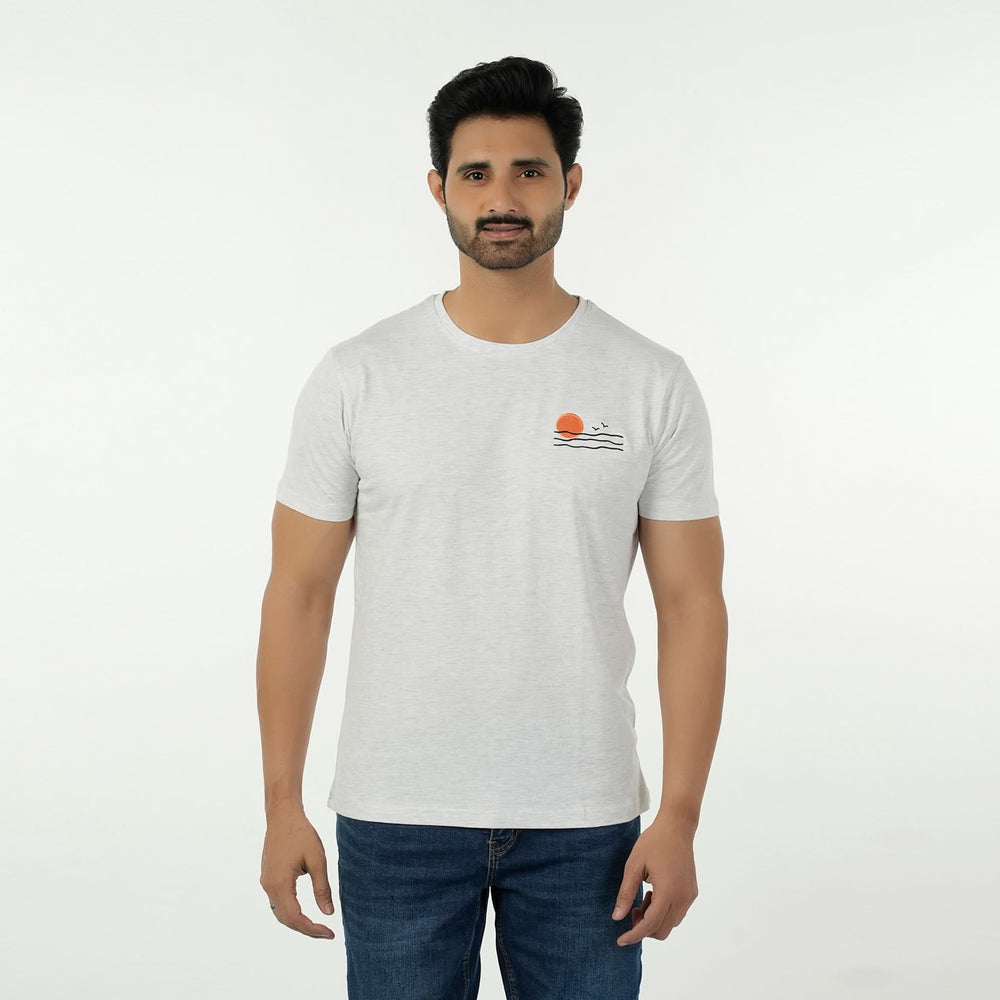 Eminent Men's Round Neck Half Sleeves Printed T-Shirt - Oatmeal, Men's T-Shirts & Polos, Eminent, Chase Value