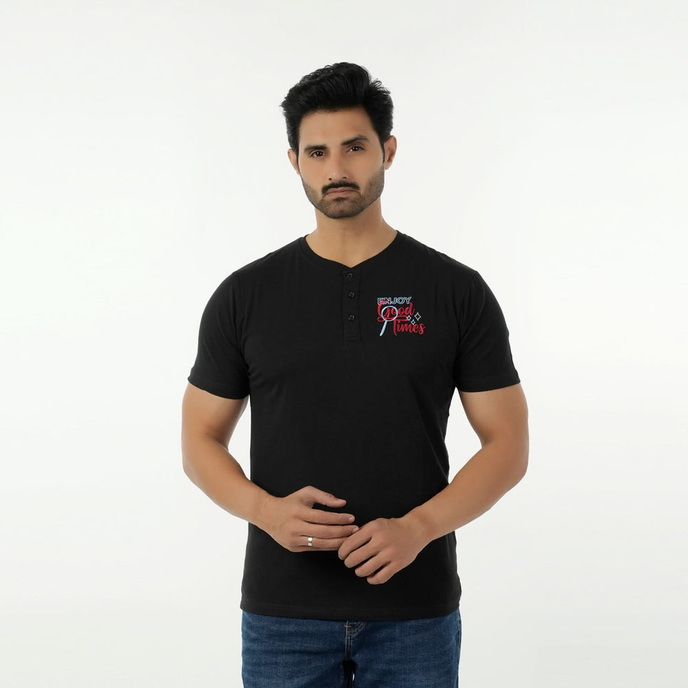 Men's Eminent Round Neck Half Sleeves Printed T-Shirt - Black, Men's T-Shirts & Polos, Eminent, Chase Value