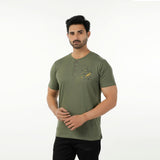 Eminent Men's Round Neck Half Sleeves Printed T-Shirt - Olive Green, Men's T-Shirts & Polos, Eminent, Chase Value