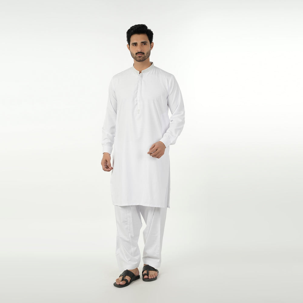 Eminent Men's Embroidered Kurta Shalwar Suit - White, Men's Shalwar Kameez, Eminent, Chase Value