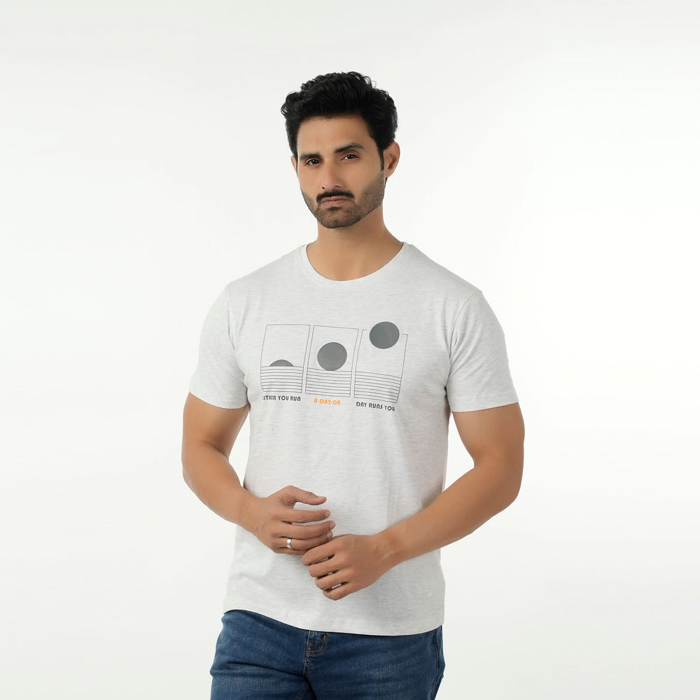 Eminent Men's Round Neck Half Sleeves Printed T-Shirt - Oatmeal, Men's T-Shirts & Polos, Eminent, Chase Value