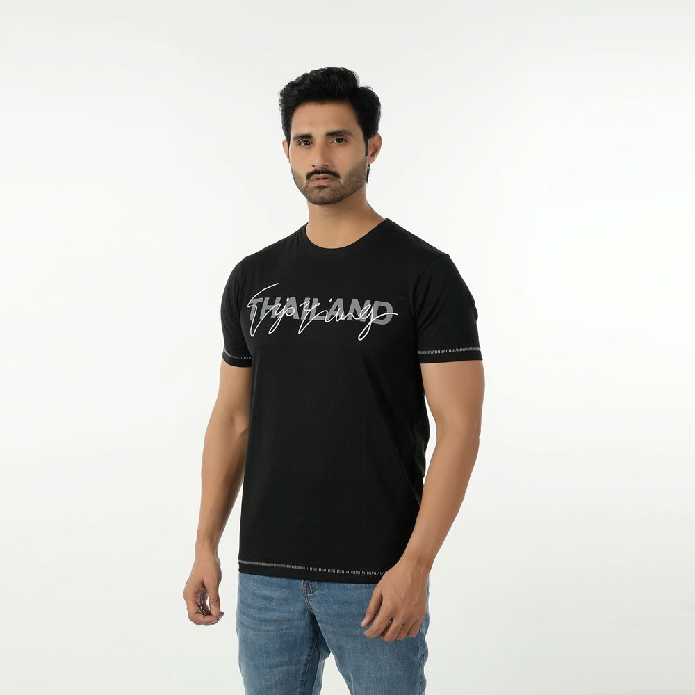 Eminent Men's Round Neck Half Sleeves Printed T-Shirt - Black, Men's T-Shirts & Polos, Eminent, Chase Value