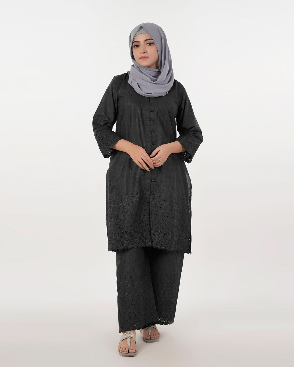 Valuable Women’s Fusion Embroidered Suit – 2-Piece Stylish Set - Black, Women Shalwar Suits, Chase Value, Chase Value