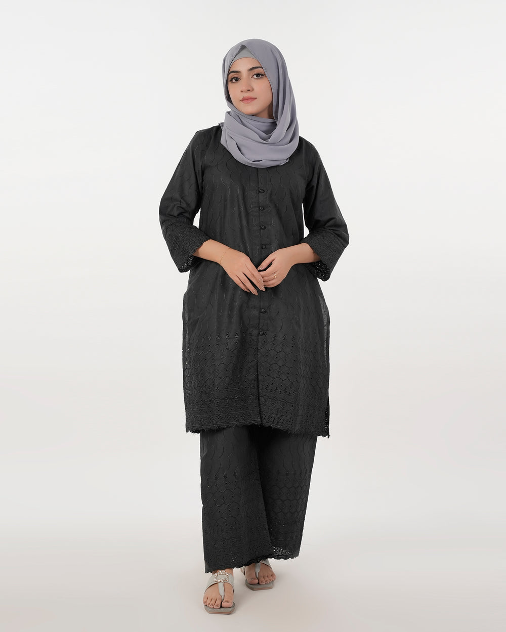 Valuable Women’s Fusion Embroidered Suit – 2-Piece Stylish Set - Black, Women Shalwar Suits, Chase Value, Chase Value