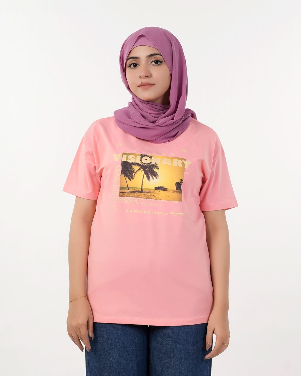 Eminent Women's Half Sleeves Printed T-Shirt - Pink, Women T-Shirts & Tops, Eminent, Chase Value