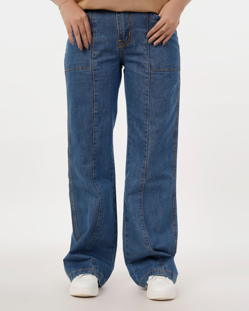 Eminent Women's Wider Leg Denim Pant - Mid Blue, Women Pants & Tights, Eminent, Chase Value