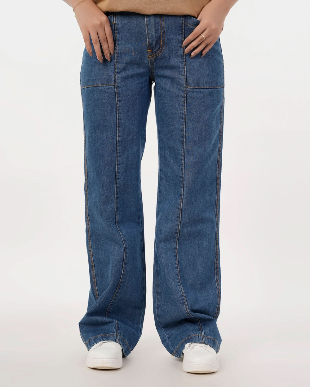 Eminent Women's Wider Leg Denim Pant - Mid Blue, Women Pants & Tights, Eminent, Chase Value
