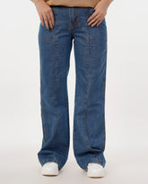 Eminent Women's Wider Leg Denim Pant - Mid Blue, Women Pants & Tights, Eminent, Chase Value