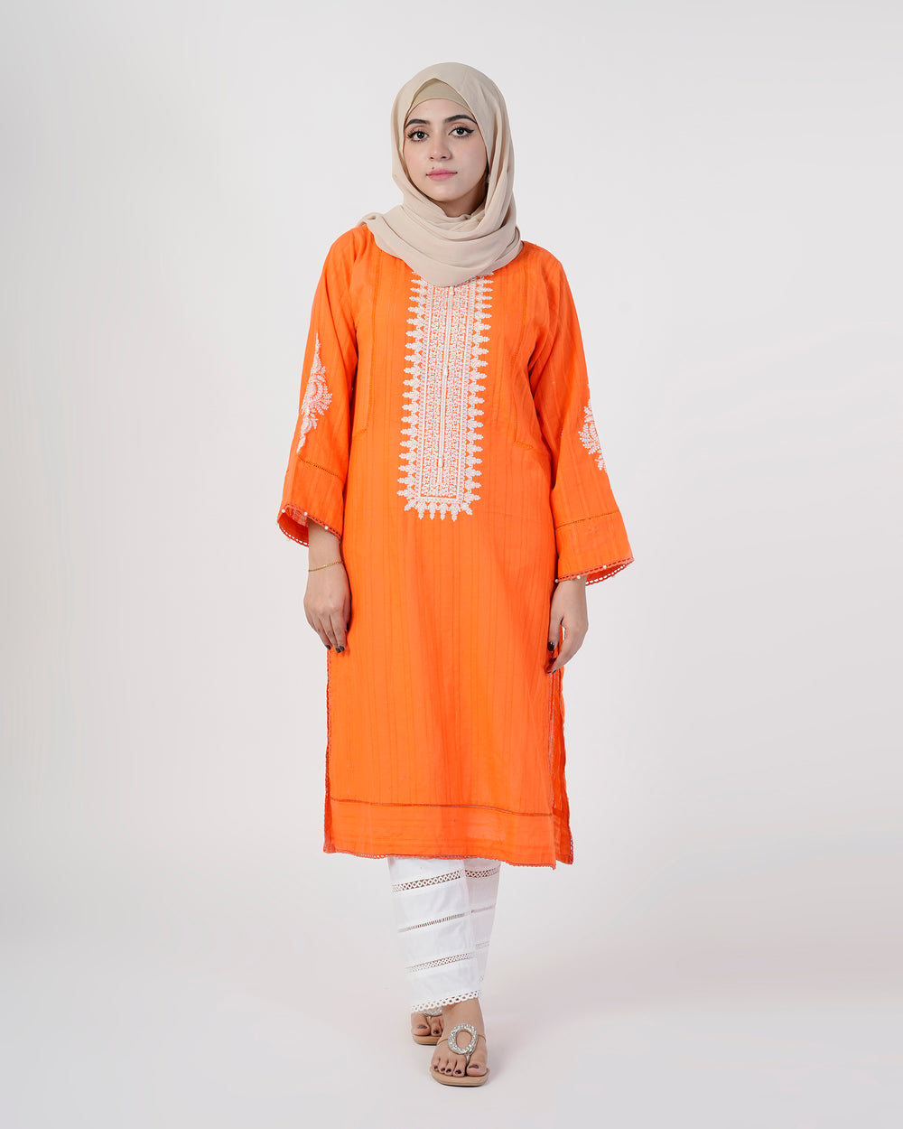 Eminent Women's Embroidered Kurti - Orange, Women Ready Kurtis, Eminent, Chase Value