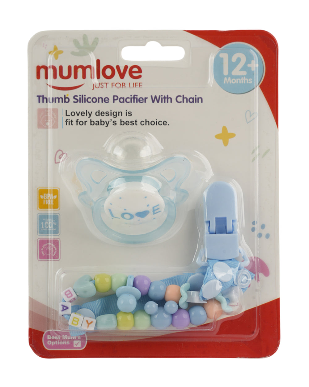 Mum Love Thumb Silicone Pacifier With Chain, Feeding Supplies, Mum love, Chase Value