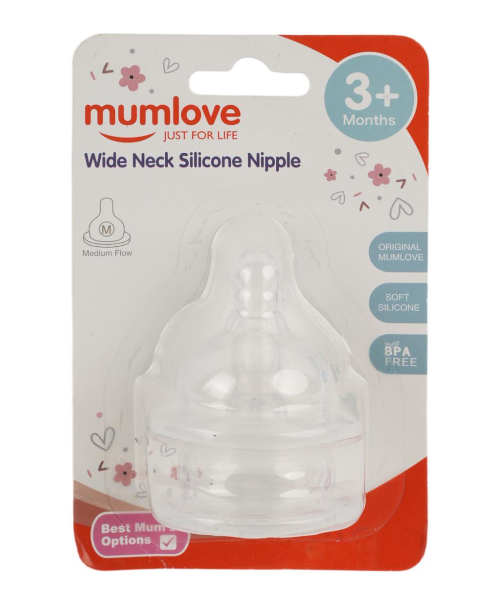 Mum Love Wide Neck Silicone Nipple 2pcs, Feeding Supplies, Mum love, Chase Value