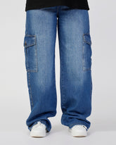 Eminent Women's Straight Cargo Denim Pant - Mid Blue, Women Pants & Tights, Eminent, Chase Value