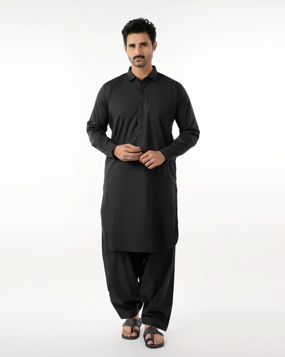 Eminent Men's Trim Fit Shalwar Suit Plain - Black, Men's Shalwar Kameez, Eminent, Chase Value