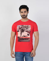 Men's Half Sleeves Digital Print T-Shirt - Red, Men's T-Shirts & Polos, Chase Value, Chase Value