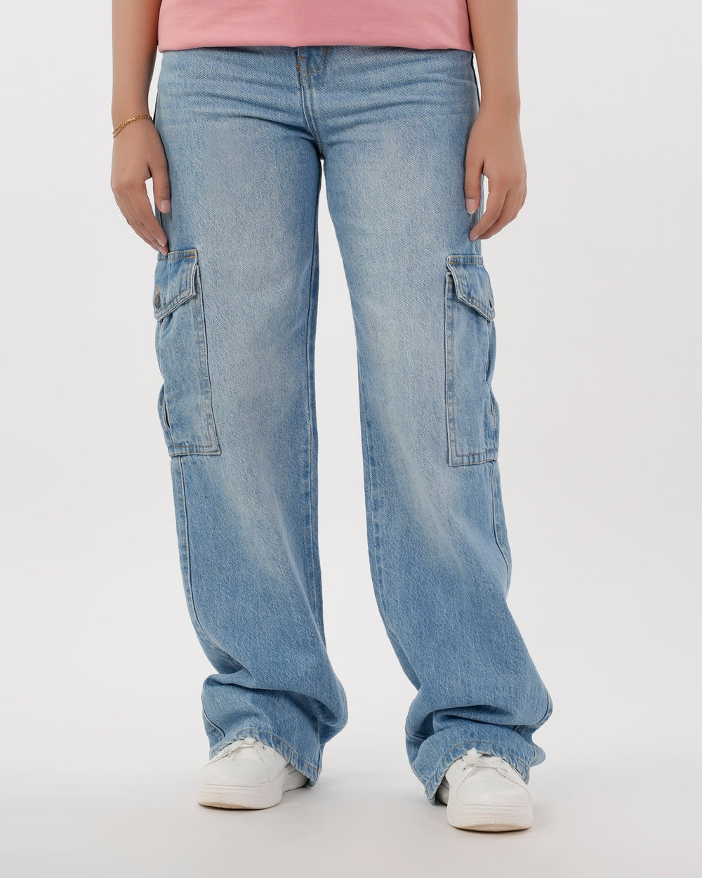 Eminent Women's Straight Cargo Denim Pant - Light Blue, Women Pants & Tights, Eminent, Chase Value