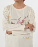 Women's Full Sleeves Printed T-Shirt - Cream, Women T-Shirts & Tops, Chase Value, Chase Value