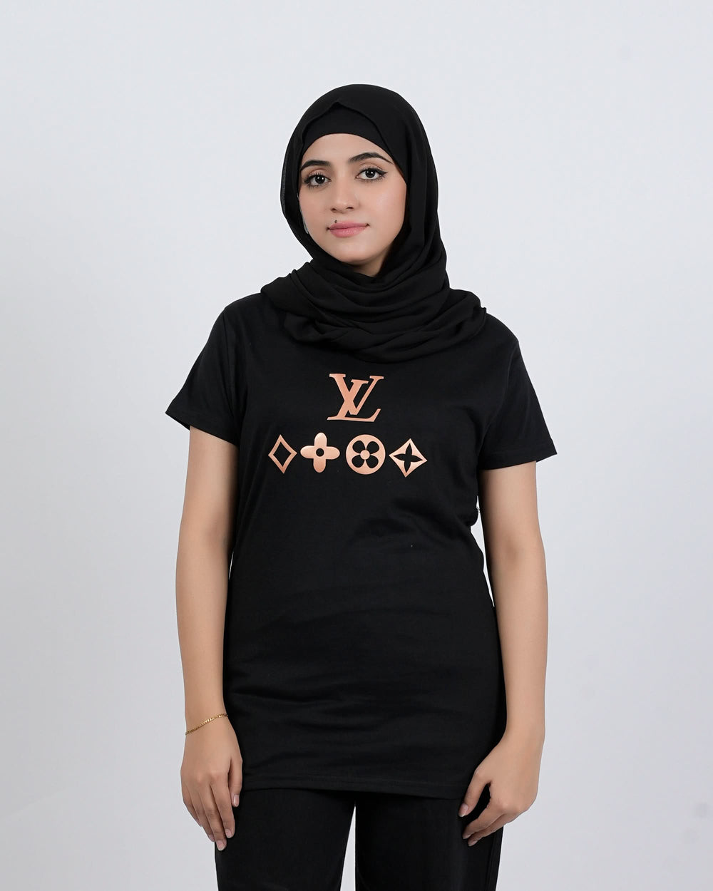 Women's Printed Half Sleeves T-Shirt - Black, Women T-Shirts & Tops, Chase Value, Chase Value