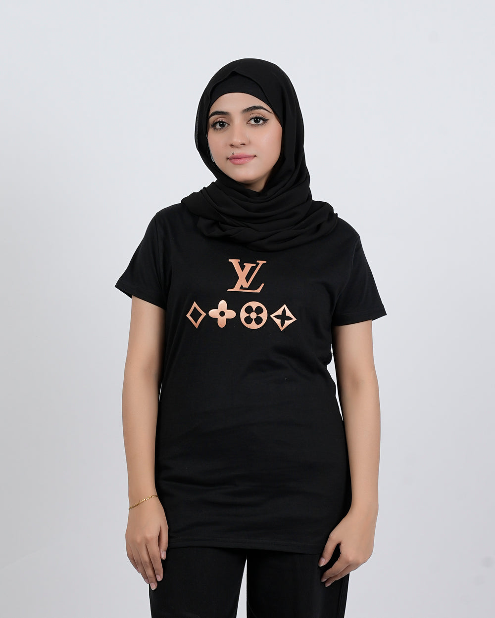 Women's Printed Half Sleeves T-Shirt - Black, Women T-Shirts & Tops, Chase Value, Chase Value