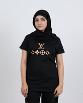 Women's Printed Half Sleeves T-Shirt - Black, Women T-Shirts & Tops, Chase Value, Chase Value