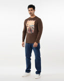 Men's Digital Printed Full Sleeves T-Shirt - Dark Brown, Men's T-Shirts & Polos, Chase Value, Chase Value