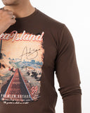 Men's Digital Printed Full Sleeves T-Shirt - Dark Brown, Men's T-Shirts & Polos, Chase Value, Chase Value