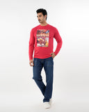 Men's Full Sleeves Printed T-Shirt - Red, Men's T-Shirts & Polos, Chase Value, Chase Value