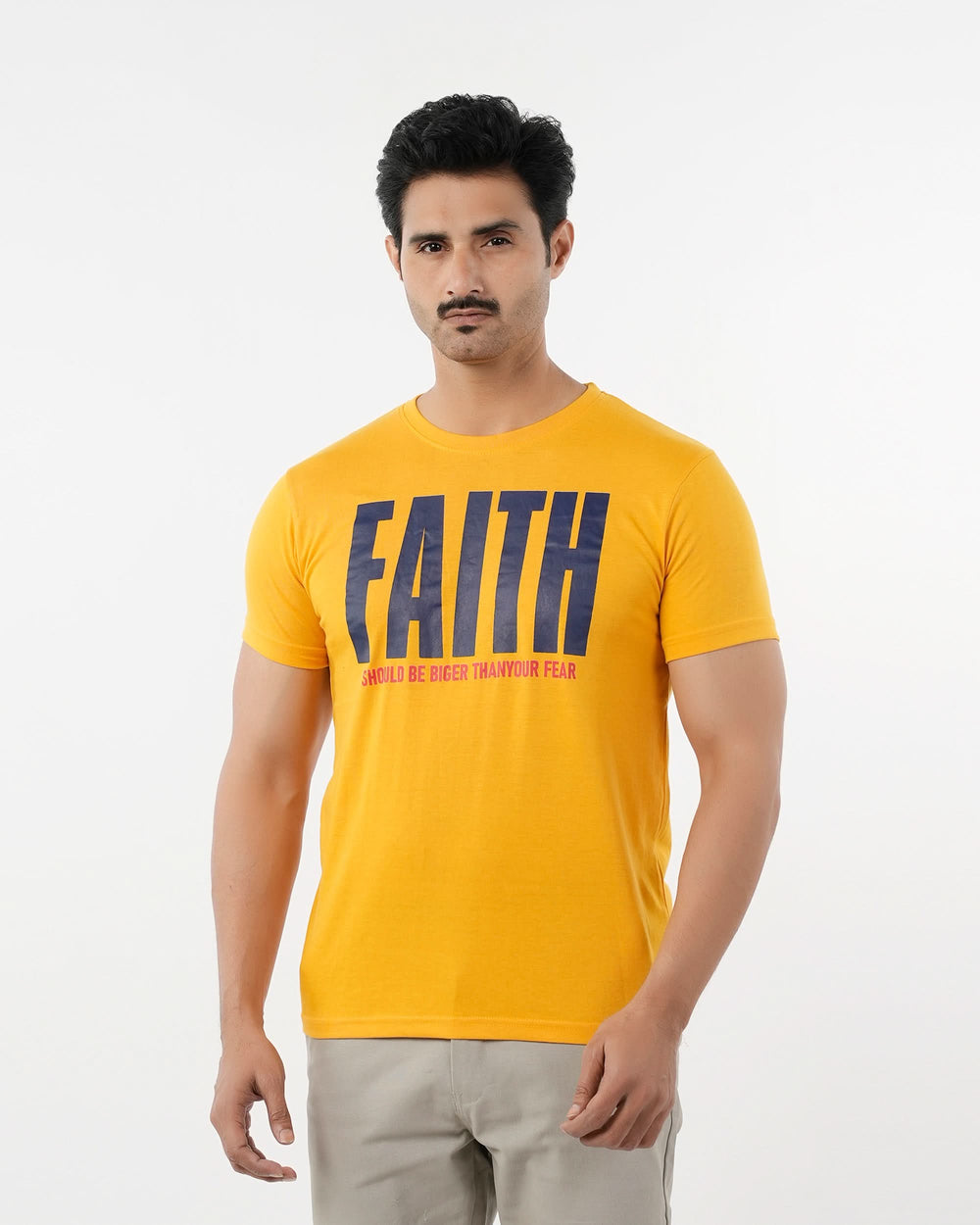 Men's Half Sleeves Round Neck Printed T-Shirt - Yellow, Men's T-Shirts & Polos, Chase Value, Chase Value