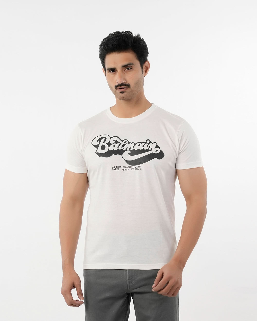 Men's Half Sleeves Round Neck Printed T-Shirt - White, Men's T-Shirts & Polos, Chase Value, Chase Value