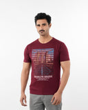 Men's Half Sleeves Round Neck Printed T-Shirt - Maroon, Men's T-Shirts & Polos, Chase Value, Chase Value