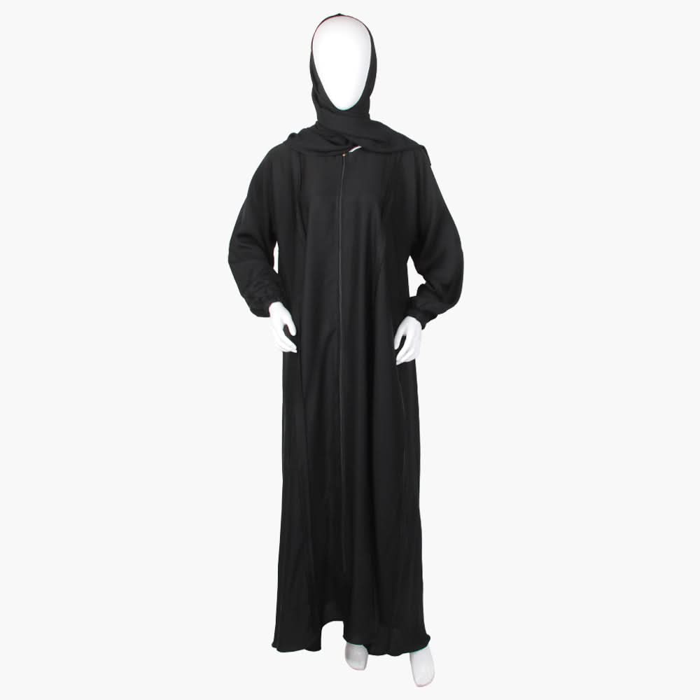 Women's Zipper Abaya - Black, Women Abayas, Chase Value, Chase Value