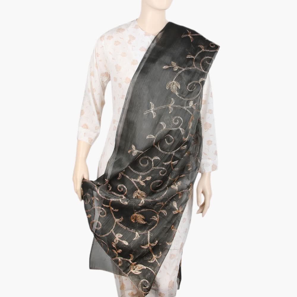 Women's Masoori Zari Dupatta - Dark Grey, Women Dupatta, Chase Value, Chase Value