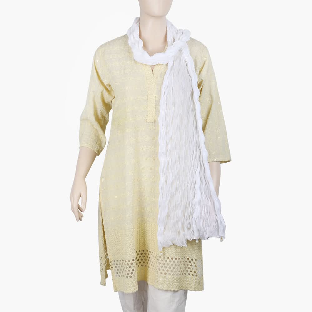 Women's Chiffon Dupatta - White, Women Dupatta, Chase Value, Chase Value