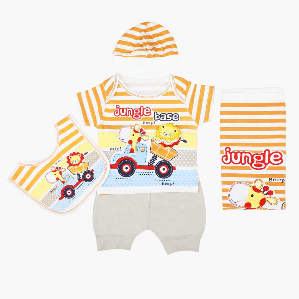 Newborn Boys Gift Set 05 Pcs - Orange, Newborn Gift Set, Chase Value, Chase Value