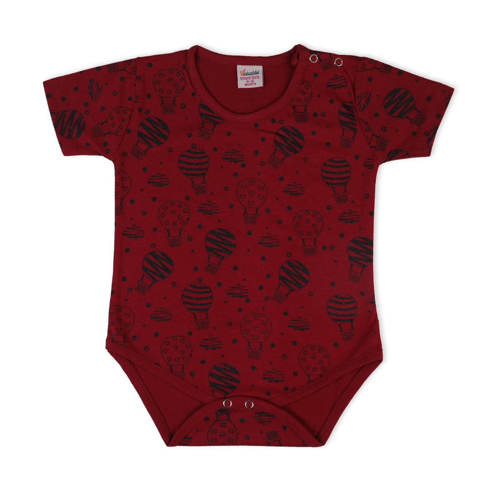 Valuable Newborn Girls Half Sleeves Romper - Maroon, Newborn Girls Rompers, Chase Value, Chase Value