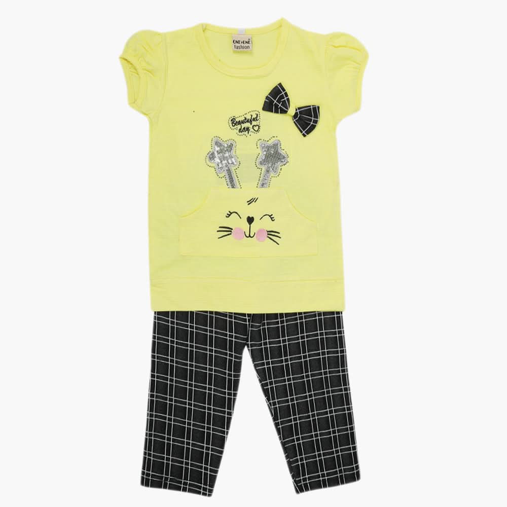 Girls Half Sleeves Suit - Yellow, Girls Suits, Chase Value, Chase Value