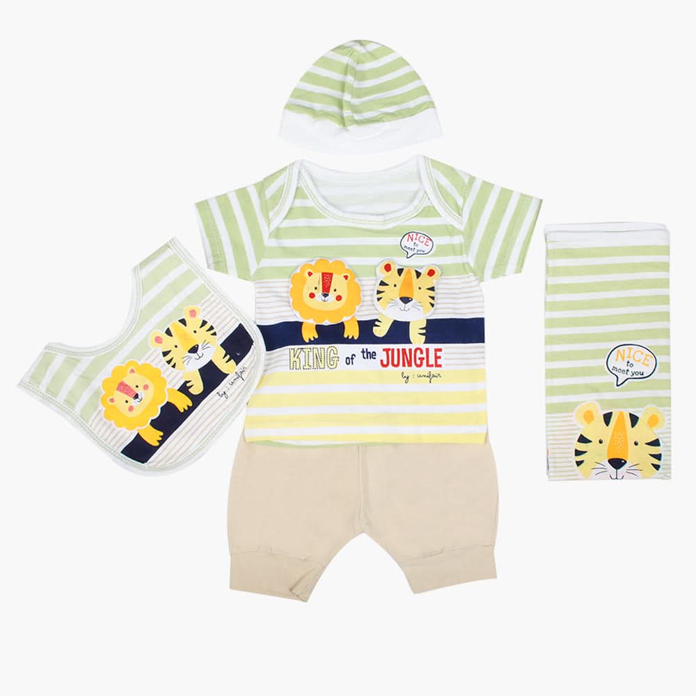 Newborn Boys Gift Set 05 Pcs - Green, Newborn Gift Set, Chase Value, Chase Value
