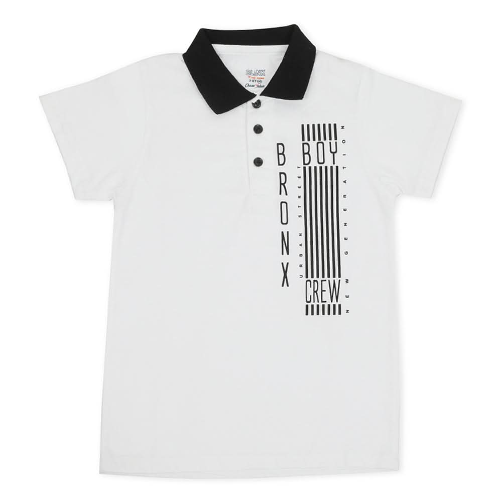 Boys Half Sleeves Polo T-Shirt - White, Boys T-Shirts, Chase Value, Chase Value
