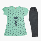 Girls Half Sleeves Tight Suit - Light Green, Girls Shalwar Kameez, Chase Value, Chase Value