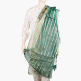 Women's Organza Stripe Dupatta - Green, Women Dupatta, Chase Value, Chase Value