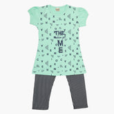 Girls Half Sleeves Tight Suit - Light Green, Girls Shalwar Kameez, Chase Value, Chase Value