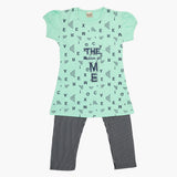Girls Half Sleeves Tight Suit - Light Green, Girls Shalwar Kameez, Chase Value, Chase Value