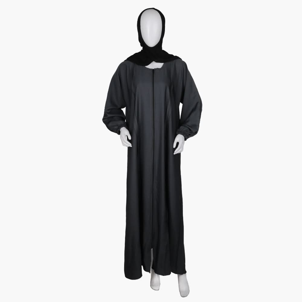 Women's Zipper Abaya - Grey, Women Abayas, Chase Value, Chase Value