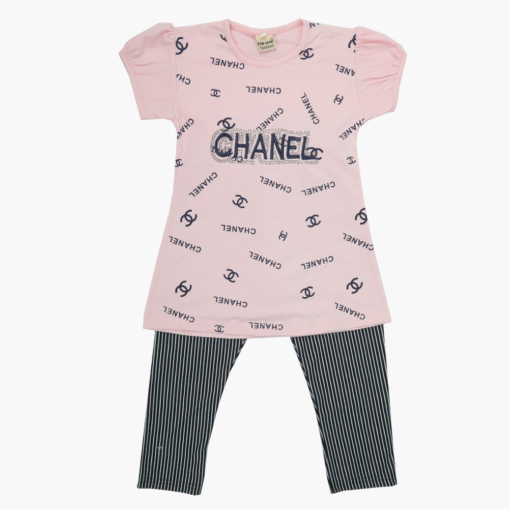 Girls Half Sleeves Tight Suit - Light Pink, Girls Shalwar Kameez, Chase Value, Chase Value